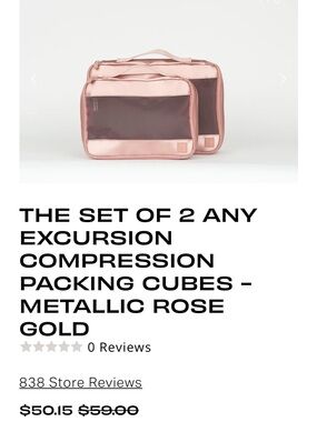 Any Excursion Compression Packing Cubes Set of 2 - Metallic Rose Gold